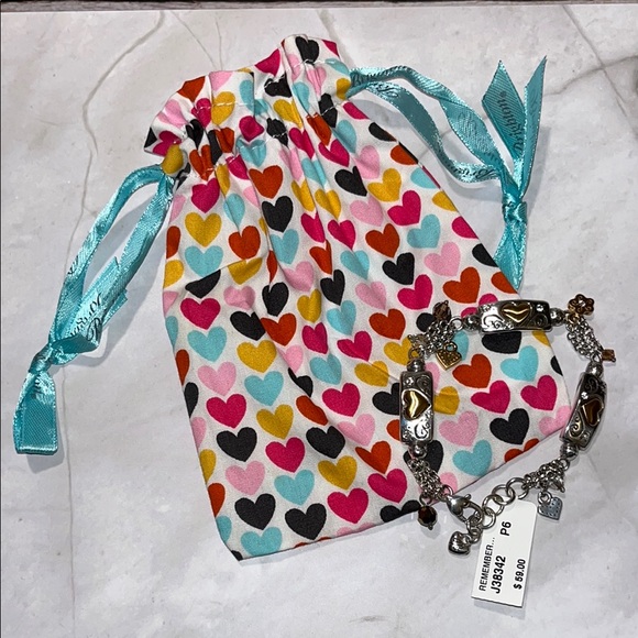 💥NWT💥 Brighton Silver & Gold Heart Bracelet with pouch! 🩷 - Picture 4 of 8